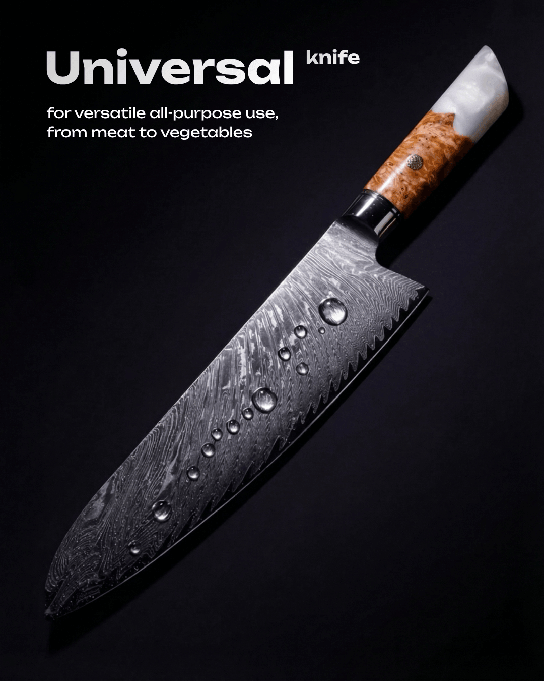 7-pc Japanese Knife Set, Damascus Steel, Tegami
