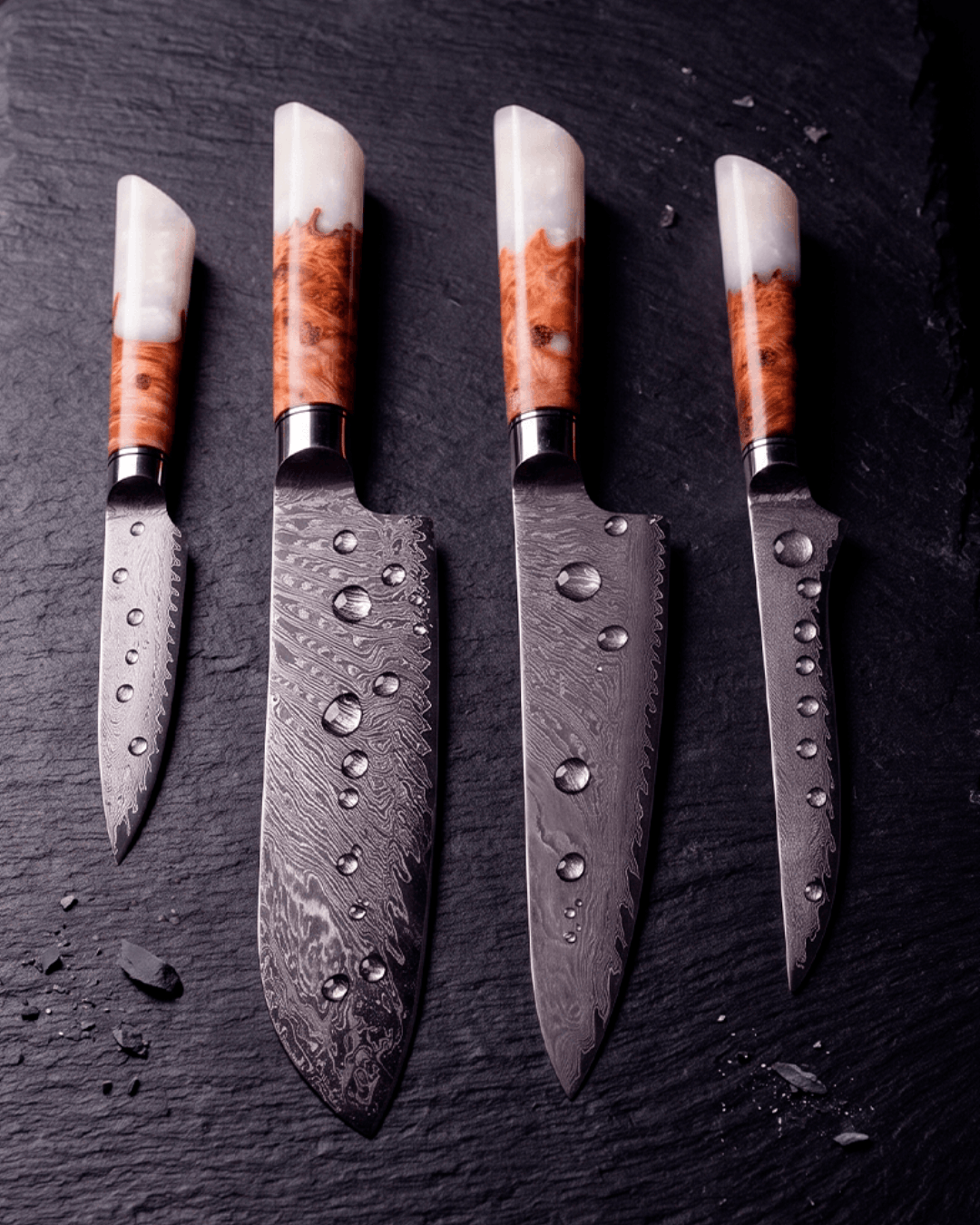 4-Piece Knife Set, Japanese VG-10 Steel + 67-Layer Damascus Steel, Sharp as a Scalpel | Tegami