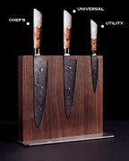 3-pc Japanese Knife Set, Damascus Steel, Tegami