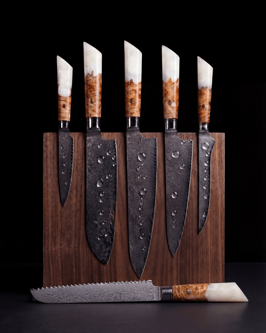 6-pc Japanese Knife Set, Damascus Steel, Tegami