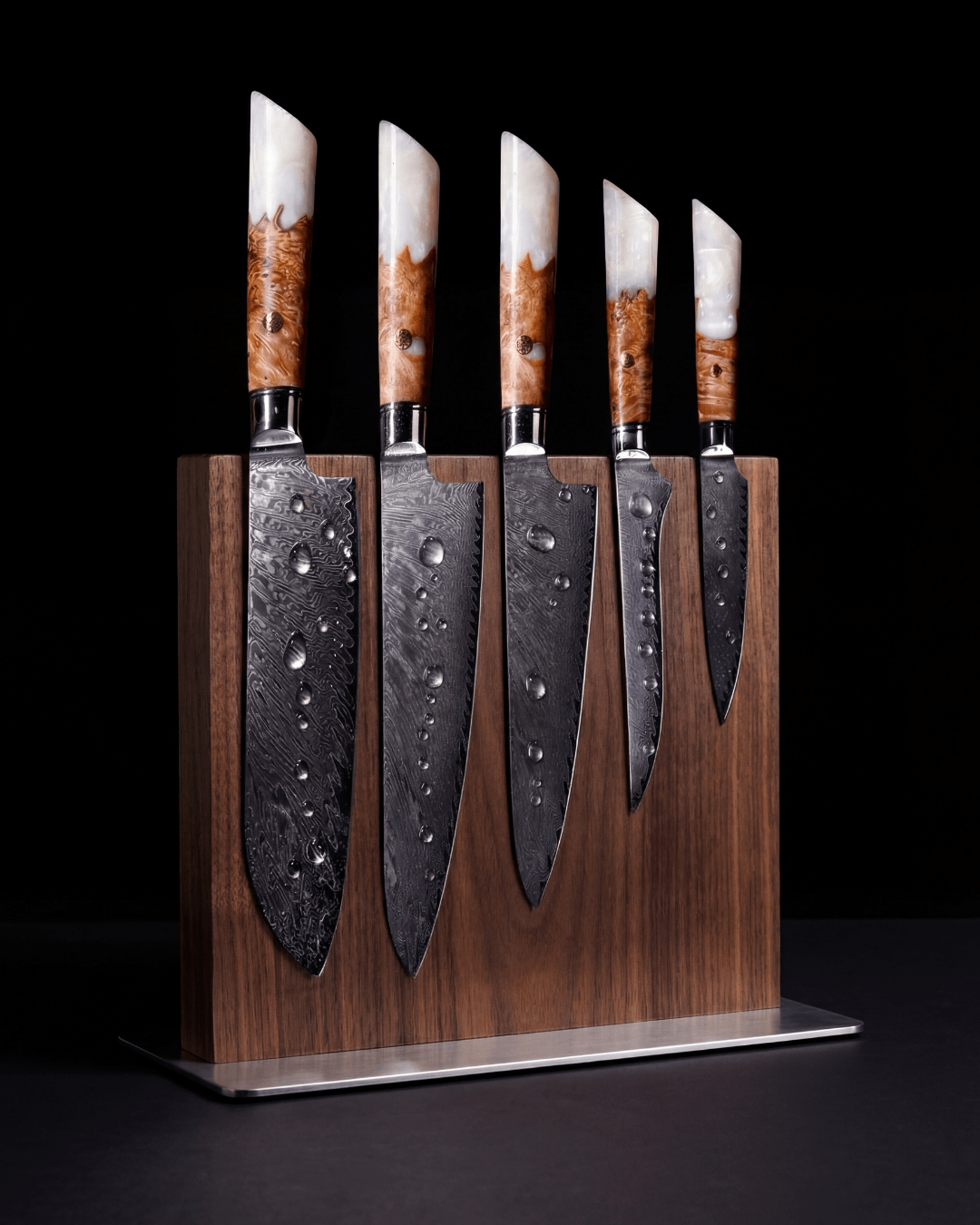 5-pc Japanese Knife Set, Damascus Steel, Tegami