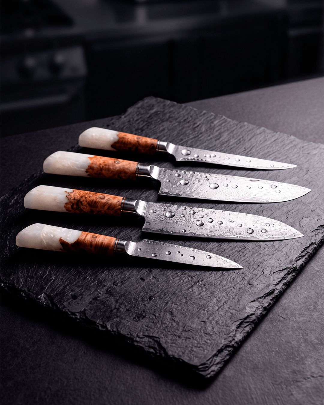 4-Piece Knife Set, Japanese VG-10 Steel + 67-Layer Damascus Steel, Sharp as a Scalpel | Tegami