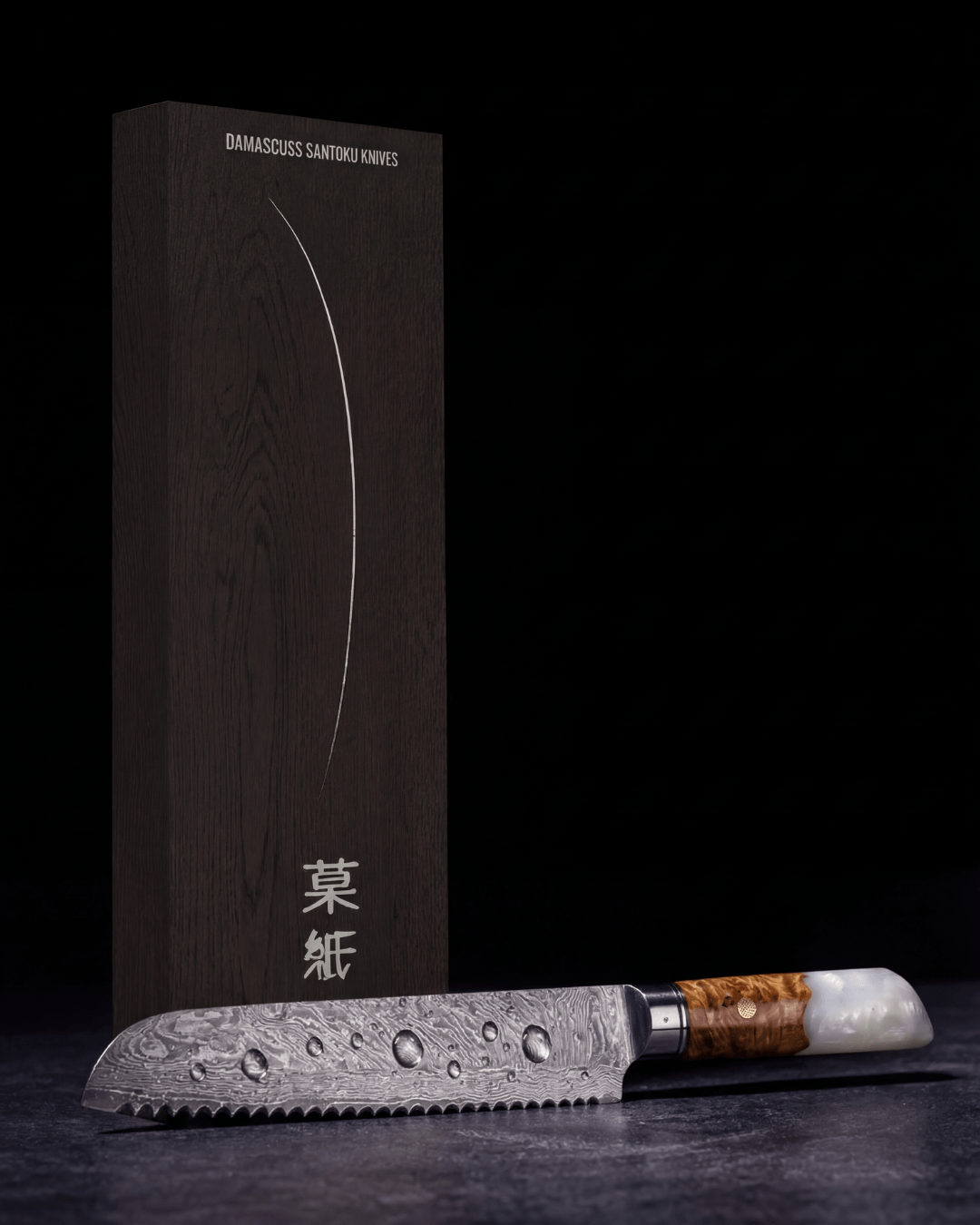 Serrated Bread Japanese Knife, Damascus Steel, Tegami