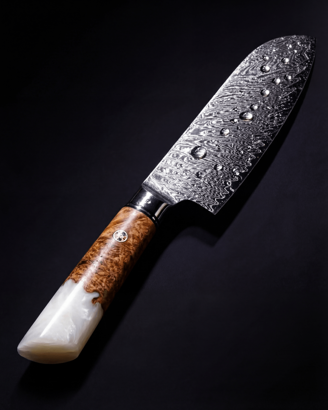 Santoku Japanese Knife, Damascus Steel, 7.5" , Tegami