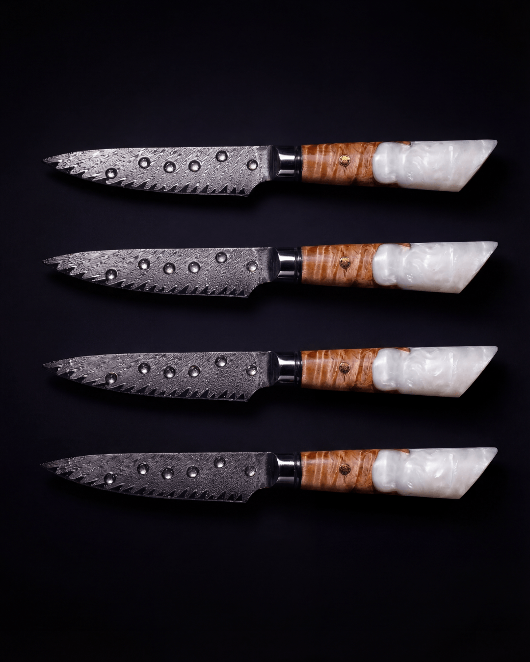 Damascus Set of 4 Guest Serving Knives, 4-pc, Tegami