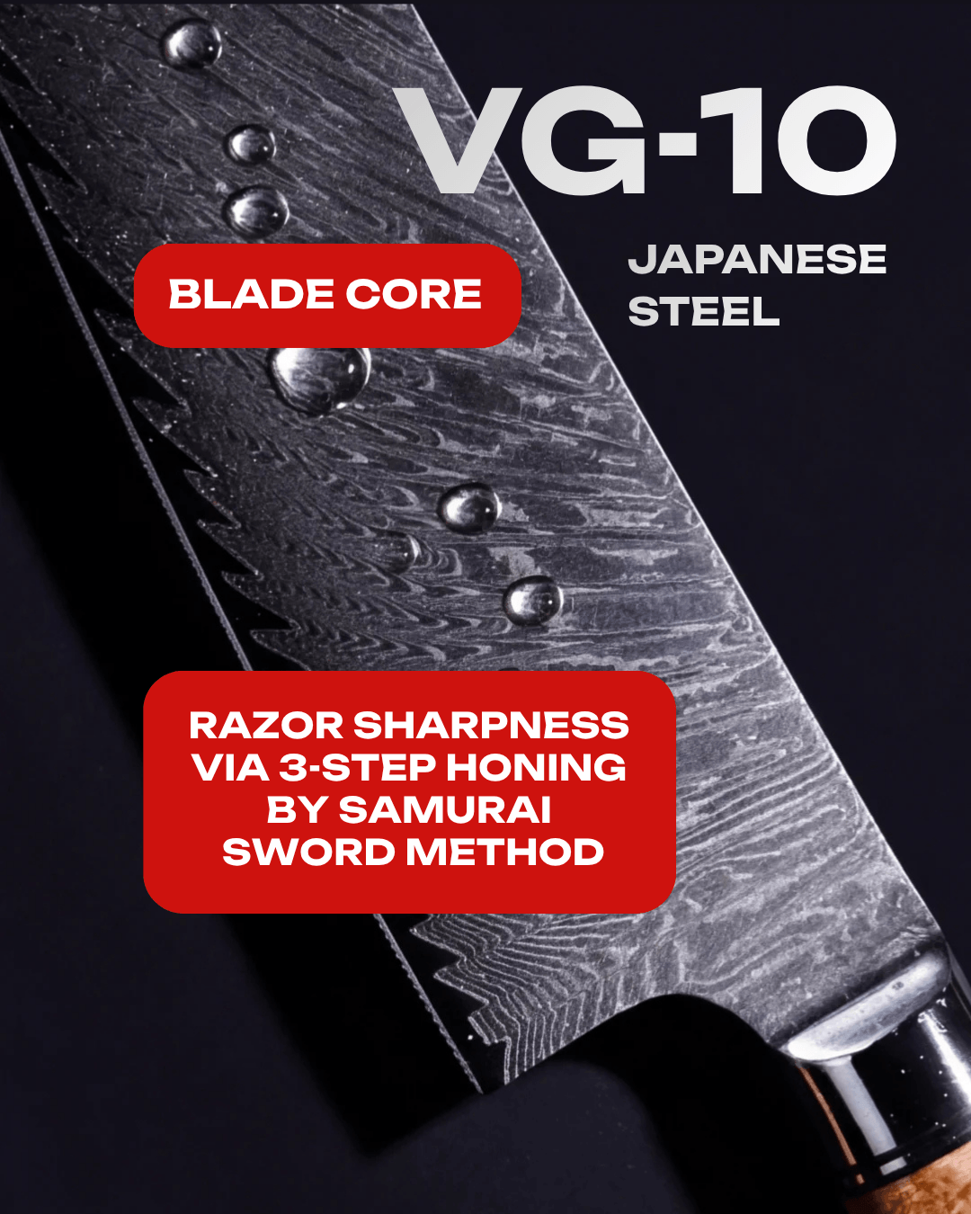 7-pc Japanese Knife Set, Damascus Steel, Tegami - Tegami