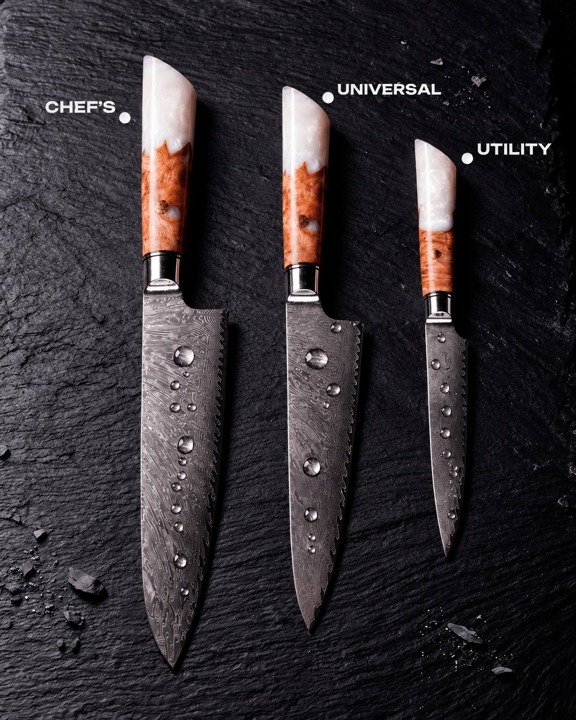 3-Piece Kitchen Knife Set, Japanese VG-10 Steel + 67-Layer Damascus Steel, Sharp as a Scalpel | Tegami (Copy)
