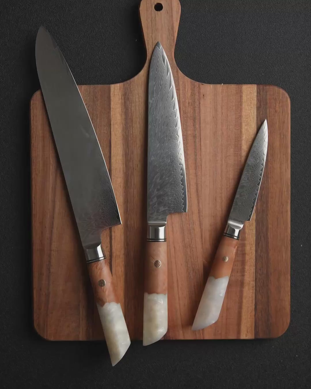 3-Piece Kitchen Knife Set, Japanese VG-10 Steel + 67-Layer Damascus Steel, Sharp as a Scalpel | Tegami