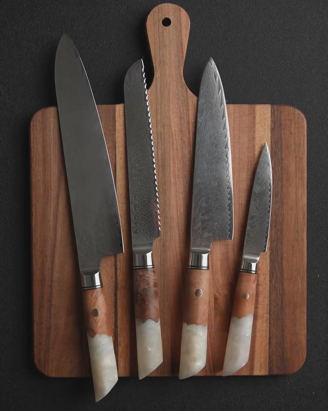 4-Piece Knife Set, Japanese VG-10 Steel + 67-Layer Damascus Steel, Sharp as a Scalpel | Tegami