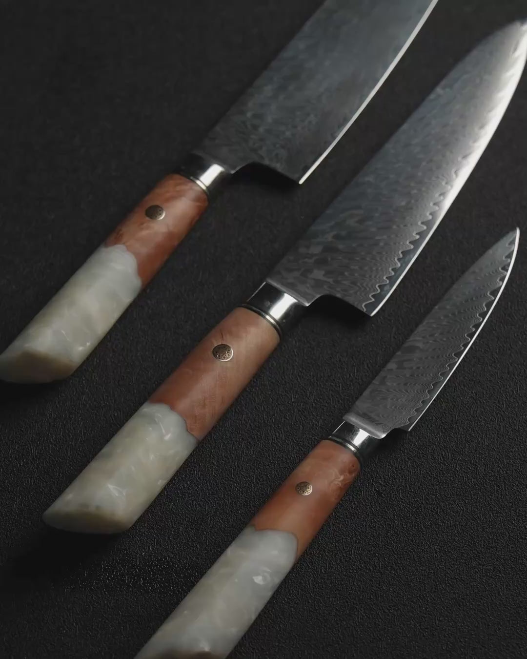 3-Piece Kitchen Knife Set, Japanese VG-10 Steel + 67-Layer Damascus Steel, Sharp as a Scalpel | Tegami