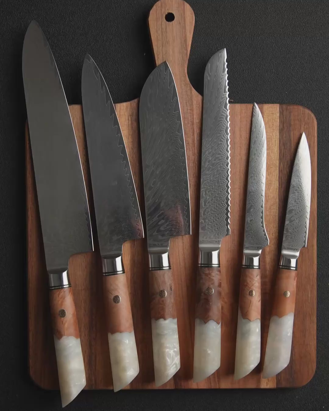6-Piece Knife Set, Japanese VG-10 Steel + 67-Layer Damascus Steel, Sharp as a Scalpel | Tegami